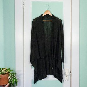 Eileen Fisher Wool and Silk Black Cascade Cardigan